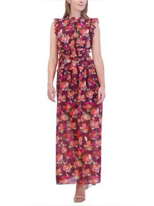 Vince Camuto Womens Ruffled Chiffon Maxi Dress Size 8